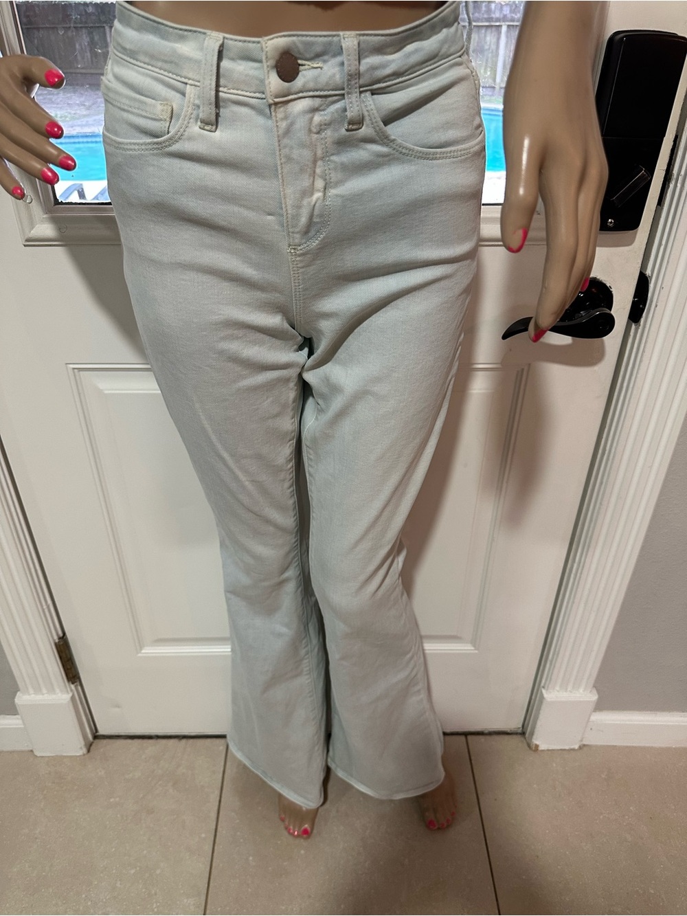 L'AGENCE Dorian Light Blue Long Flare Jeans